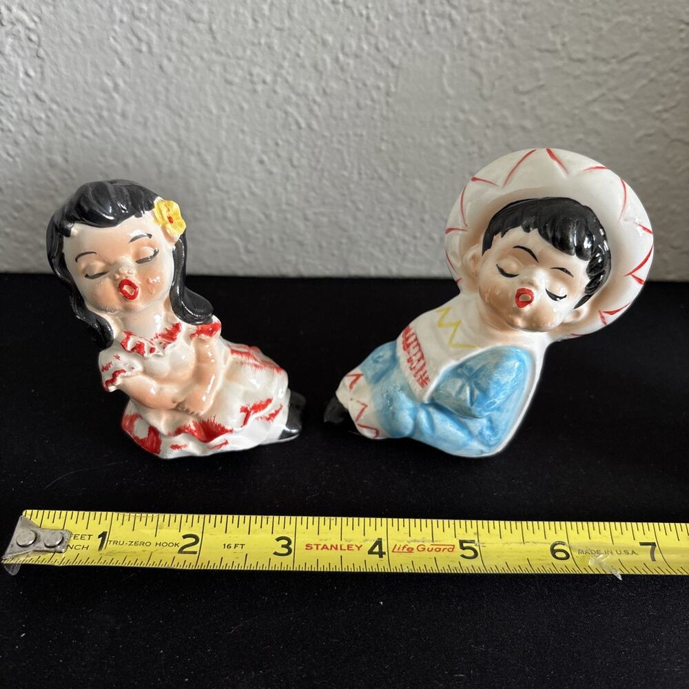 Vintage Salt & Pepper Shakers Mexican Boy and Girl Kissing Sitters